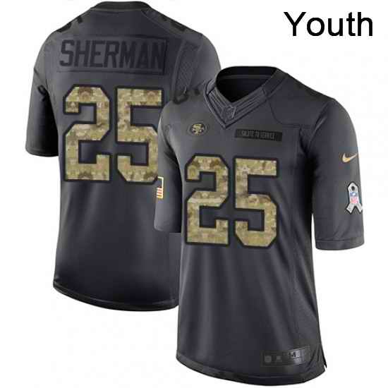 Youth Nike San Francisco 49ers 25 Richard Sherman Limited Black 2016 Salute to Service NFL Jersey